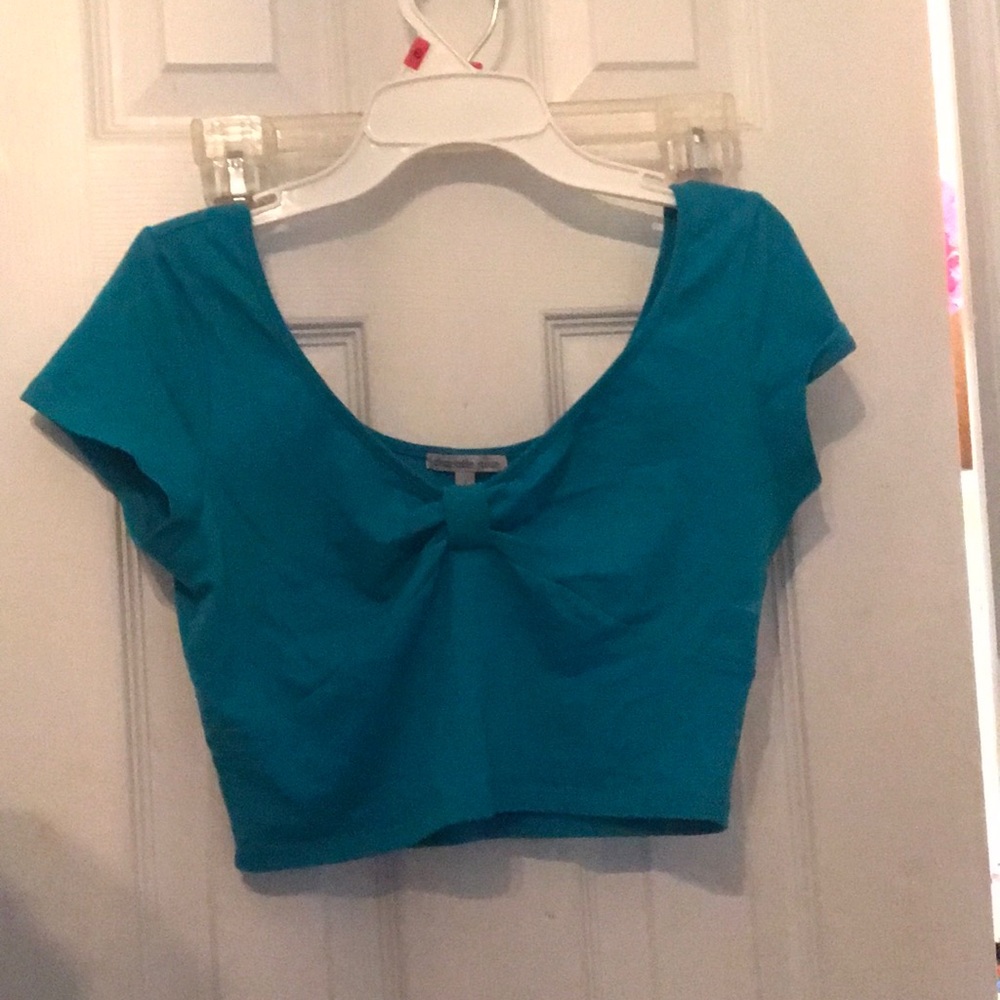 Blue-ish teal crop top